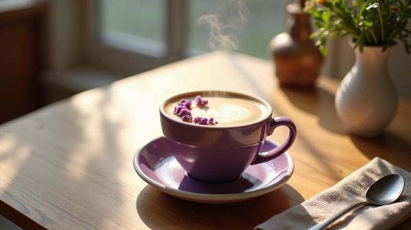 Comment préparer un latté violet maison en trois minutes